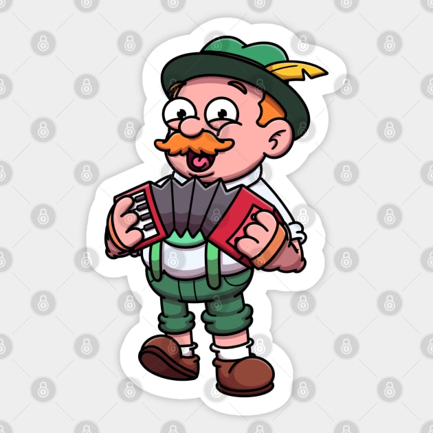 Bavarian Man In Traditional Clothes Playing Accordion Sticker by TheMaskedTooner